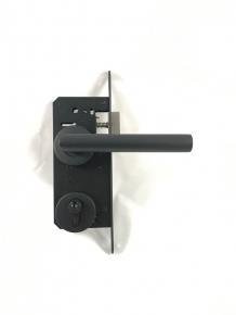 Complete deurbeslag set, incl. slot en drie sleutels, mat zwart - 1
