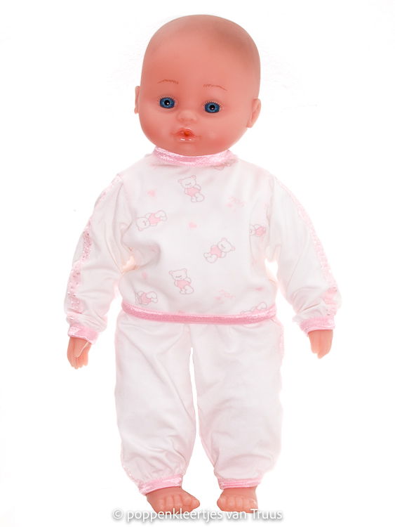 Hema pop 40 cm Pyjama roze beertjes - nr. 1