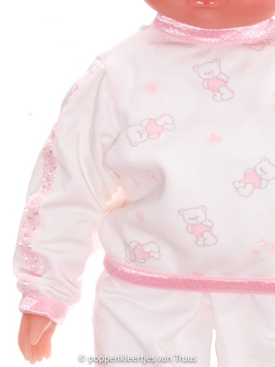 Hema pop 40 cm Pyjama roze beertjes - Afbeelding 2