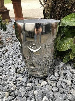 Mooie aluminium vaas, rond de vorm van gezicht, nikkel - 2