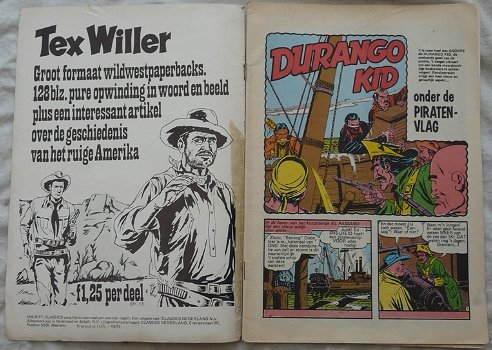 Strip Boek, DURANGO KID, Onder de PIRATENVLAG, Nummer 9199, SHERIFF CLASSICS, 1972.(Nr.1) - 1