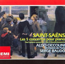Aldo Ciccolini  -  Camille Saint-Saëns  – The 5 Piano Concertos  (2 CD)  Nieuw