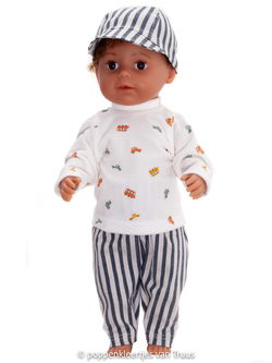 Baby Born 43 cm Jongens setje blauw/streep/ecru/auto's