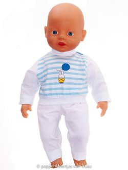 Baby Born 32 cm Pyjama Nijntje/wit/blauw/streep
