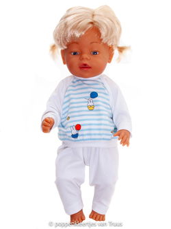 Baby Born 43 cm Pyjama Nijntje/wit/blauw/streep