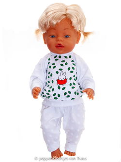 Baby Born 43 cm Pyjama Nijntje/wit/blaadjes/groen/oranje