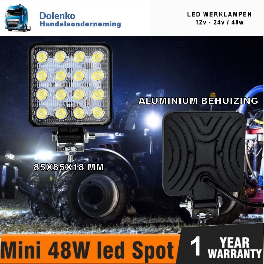 AANBIEDING LED WERKLAMPEN 12V-24V / 48W VANAF 2 STUKS - nr. 1