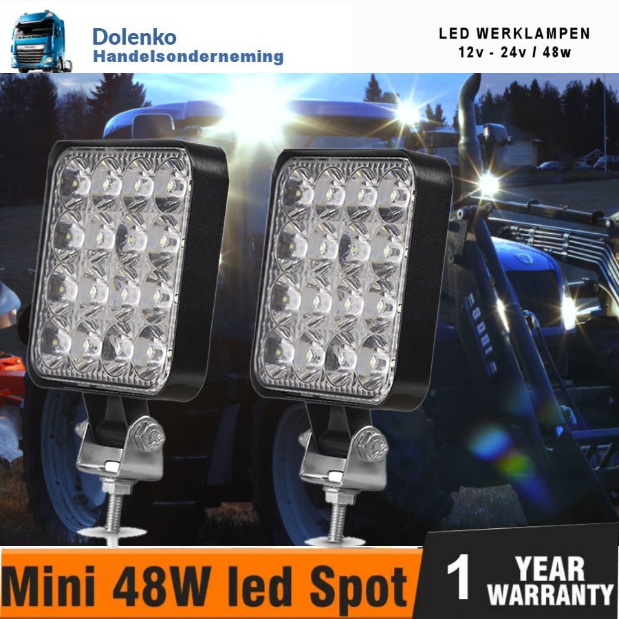 AANBIEDING LED WERKLAMPEN 12V-24V / 48W VANAF 2 STUKS - Afbeelding 2
