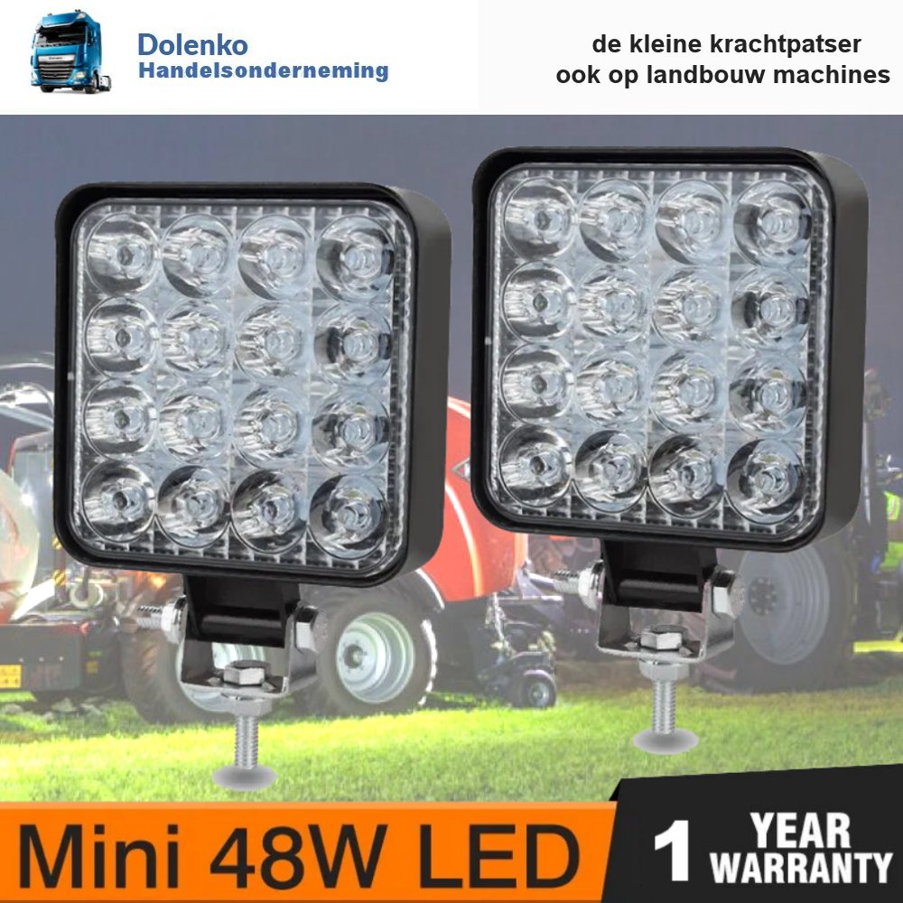 AANBIEDING LED WERKLAMPEN 12V-24V / 48W VANAF 2 STUKS - Afbeelding 4