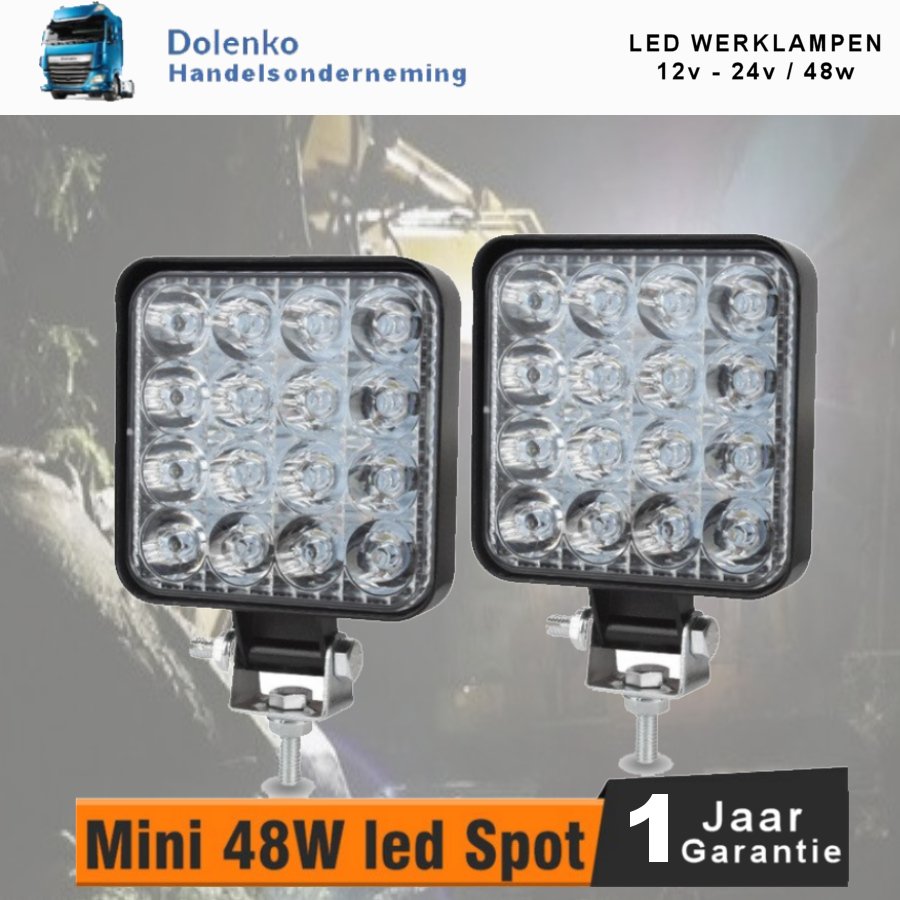 AANBIEDING LED WERKLAMPEN 12V-24V / 48W VANAF 2 STUKS - Afbeelding 7