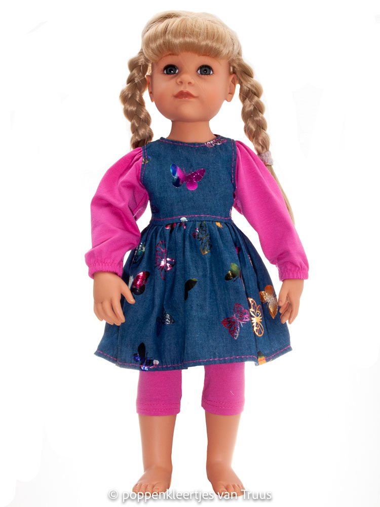 Götz pop Hannah 50 cm Setje vlinders/blauw/fuchsia - nr. 1