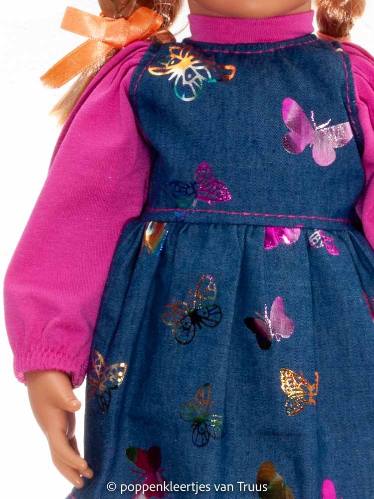 Zapf pop Emma 50 cm Setje vlinders/blauw/fuchsia - Afbeelding 2