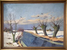 Leuk schilderij met winterlandschap