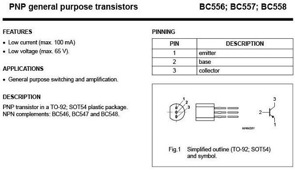Transistoren BC547B (NPN) , BC557B (PNP) in TO92 behuizing. - 3