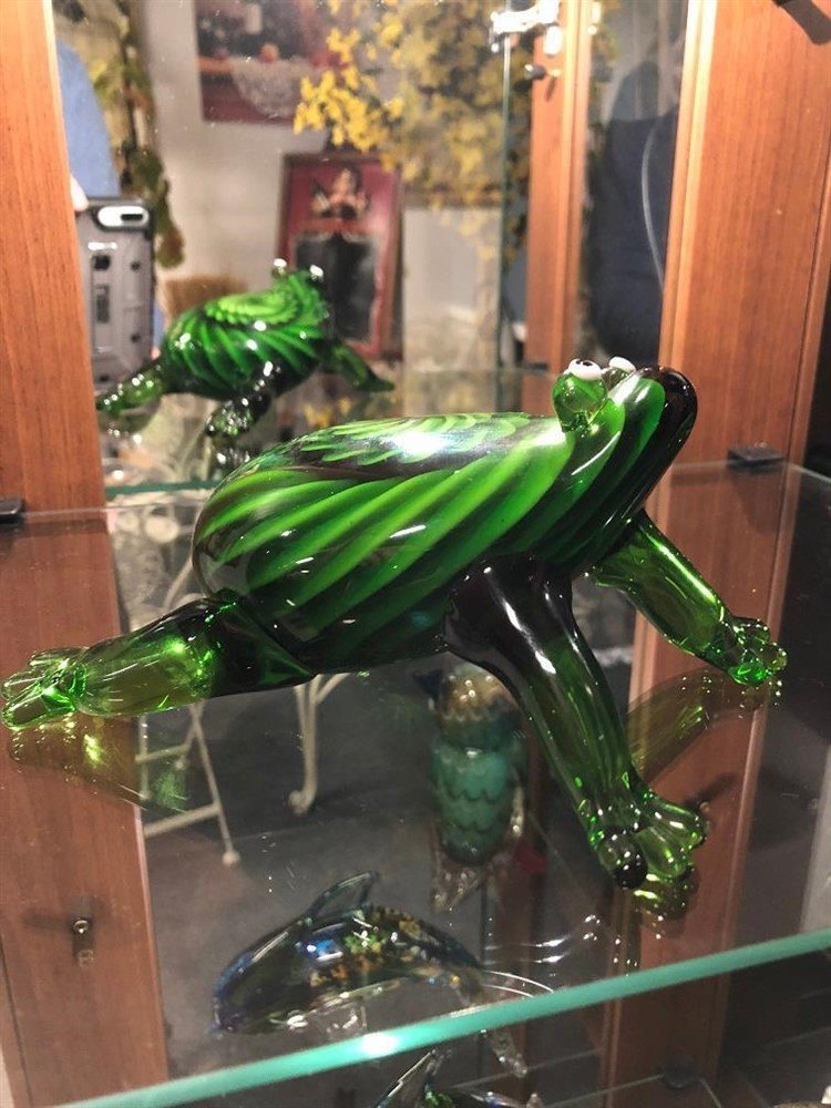 Mooie glazen kikker, geheel in kleur-glas-kikker-deco - Afbeelding 2
