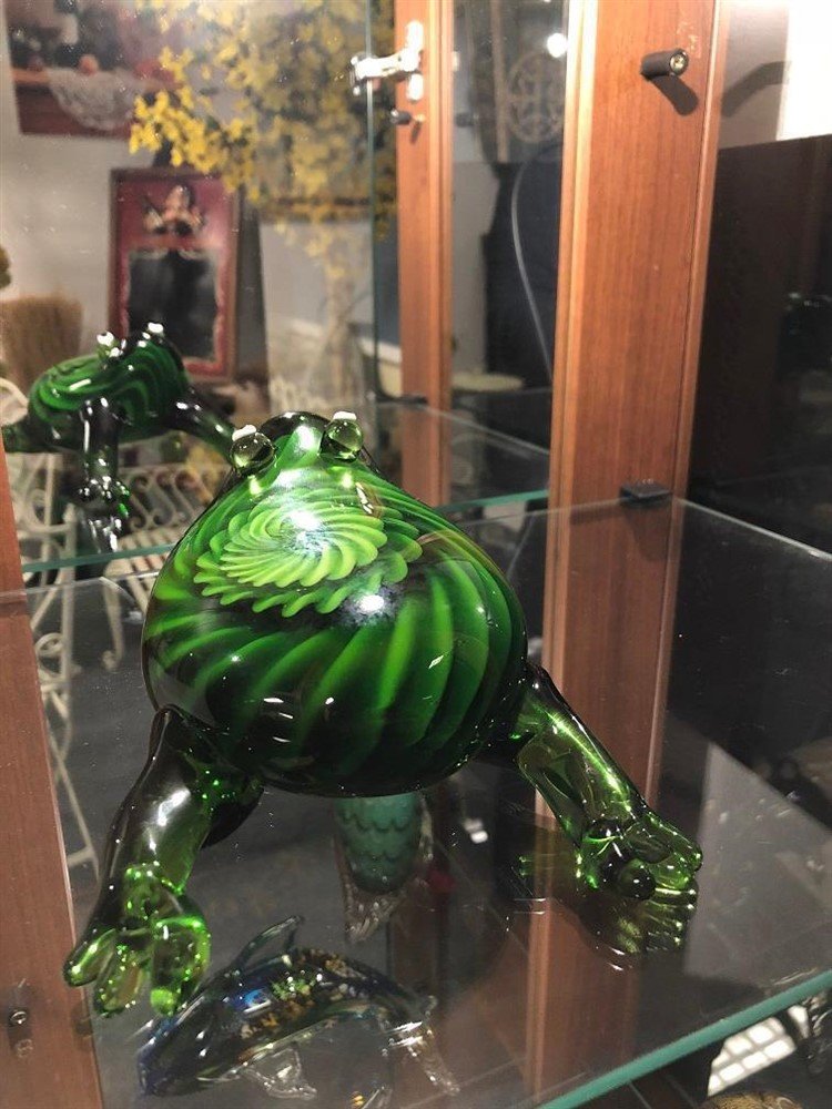 Mooie glazen kikker, geheel in kleur-glas-kikker-deco - Afbeelding 3