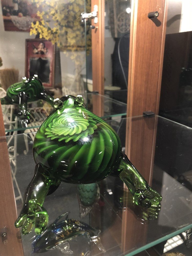 Mooie glazen kikker, geheel in kleur-glas-kikker-deco - Afbeelding 7