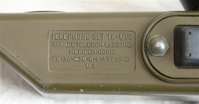 Veld Telefoon / Field Telephone Set, type: TA-1/PT, US Army, met container, jaren'60/'70.(Nr.8) - 3