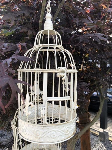 Set mooie ronde witte metalen vogelkooitjes, vogelkooi - Afbeelding 5