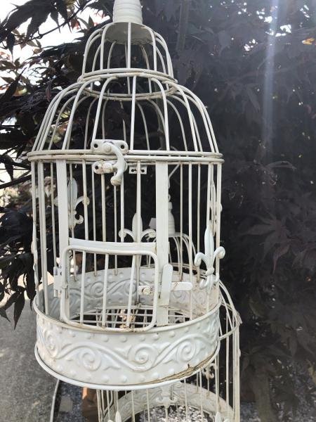 Set mooie ronde witte metalen vogelkooitjes, vogelkooi - Afbeelding 6