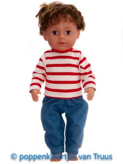 Baby Born 43 cm Jongens setje rood/ecru/blauw/streep