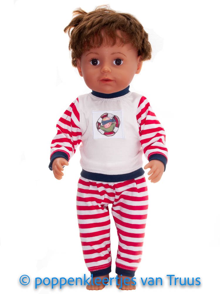 Baby Born 43 cm Jongens pyjama/rood/wit/streep - nr. 1