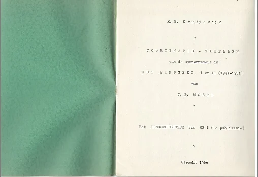 Coordinatie-tabellen Eindspel J.F. Moser, I en II 1941-1951 - 0