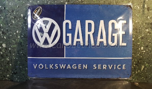Retro metalen reclame bord VW Golf of VW Service - 2