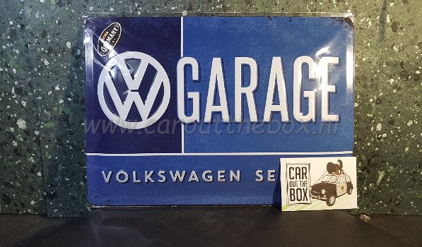 Retro metalen reclame bord VW Golf of VW Service - 3