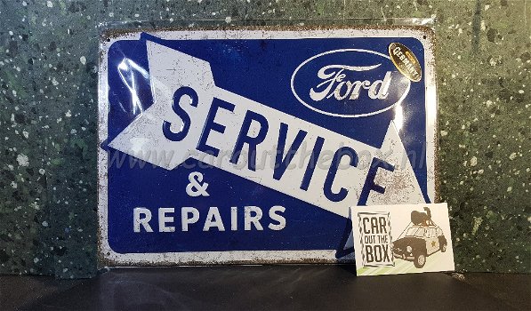 Retro metalen reclame bord Ford Service - Citroen Service - 1