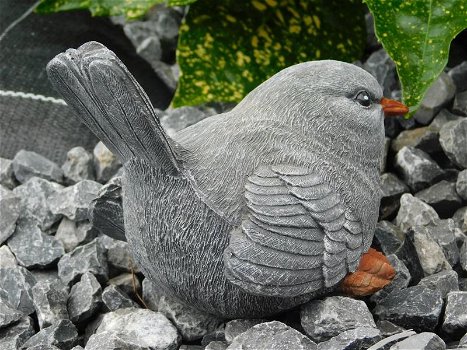 Fraai sculptuur van een vogeltje, stenen dierfiguur - mus - 5