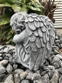 Knielende engel, engel figuur, fraai stenen beeld - kado - 4