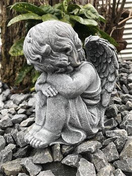 Knielende engel, engel figuur, fraai stenen beeld - kado - 6