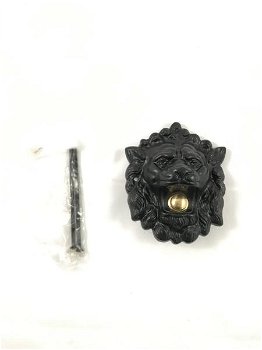 Mooie deurbel in de vorm van een leeuwenkop, mat zwart - 1