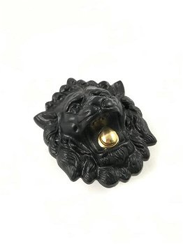 Mooie deurbel in de vorm van een leeuwenkop, mat zwart - 3