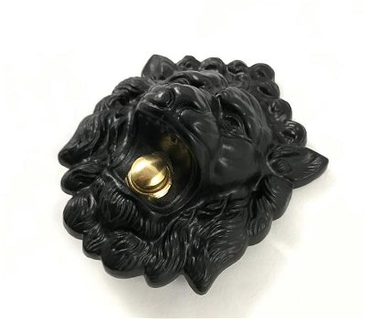 Mooie deurbel in de vorm van een leeuwenkop, mat zwart - 4
