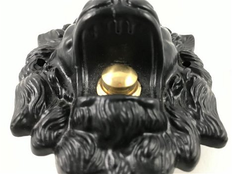 Mooie deurbel in de vorm van een leeuwenkop, mat zwart - 5
