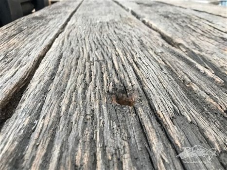 Echte oud eiken wagondelen en spoorbiels planken - 2