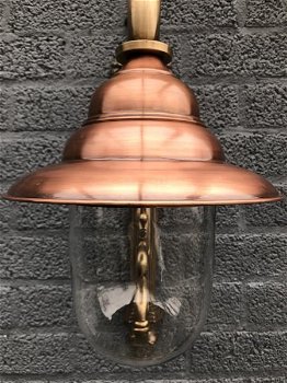 Nostalgische wandlamp, tuinlamp, geheel messing gepatineerd, koper - 2