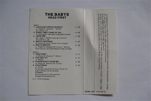 Muziekcassette: The Babys - Head First - 1