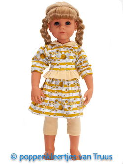 Götz pop Hannah 50 cm Setje zachtgeel/bloem/streep