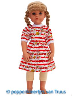 Götz pop Hannah 50 cm Setje rood/wit/streep/bloem