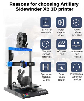 Artillery Sidewinder X2 3D Printer 300*300*400mm 95% Pre - 1