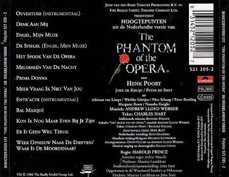 CD Henk Poort, Joke De Kruijf, Peter De Smet – Hoogtepunten Uit The Phantom Of The Opera (NL) - 1