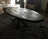 Robuuste ovale salontafel- houten blad en ijzeren onderstel - 0 - Thumbnail