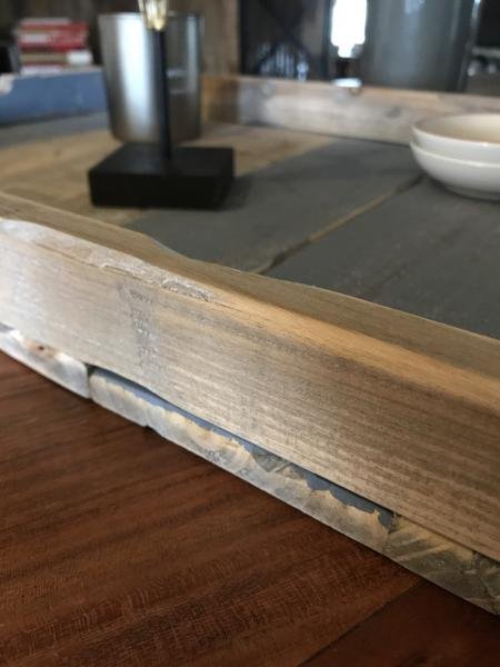 Dienblad groot, recycle hout -stoer metalen handvaten - Afbeelding 4