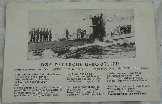 Postkaart Liederen / Postkarte, Das Deutsche U-Bootlied, Kaartnummer E0841, jaren'40.(Nr.2) - 0