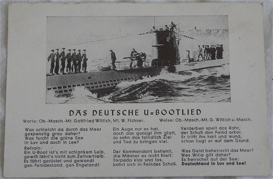 Postkaart Liederen / Postkarte, Das Deutsche U-Bootlied, Kaartnummer E0841, jaren'40.(Nr.2) - 1