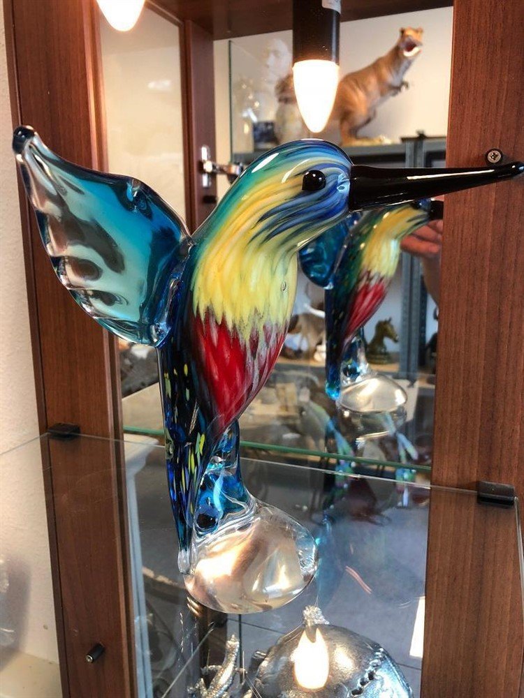 IJsvogel geheel glas, prachtig-ijsvogel-vogel-glas-deco - Afbeelding 4