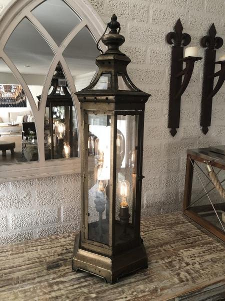 Prachtige staande lantaarn iron-geslepen glas-sfeer - Afbeelding 4